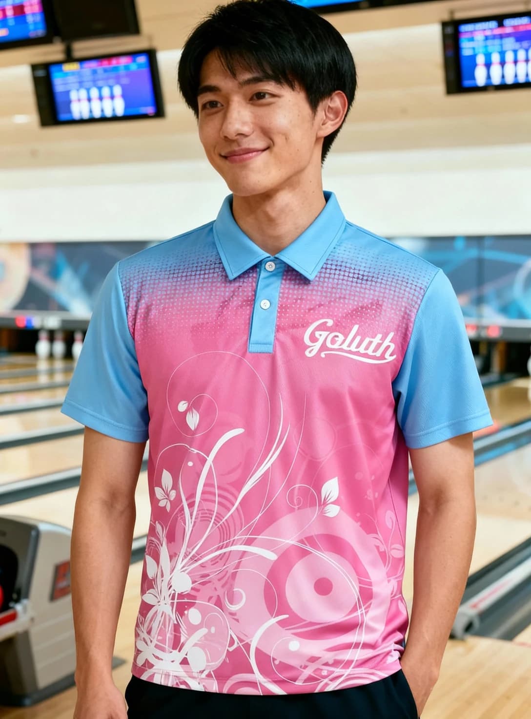 ボーリングウェア プラクティスシャツ メンズ 着用イメージ