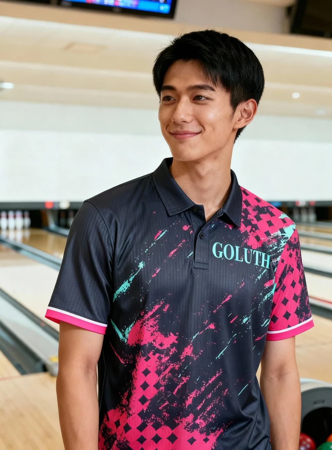 ボーリングウェア プラクティスシャツ メンズ 着用イメージ