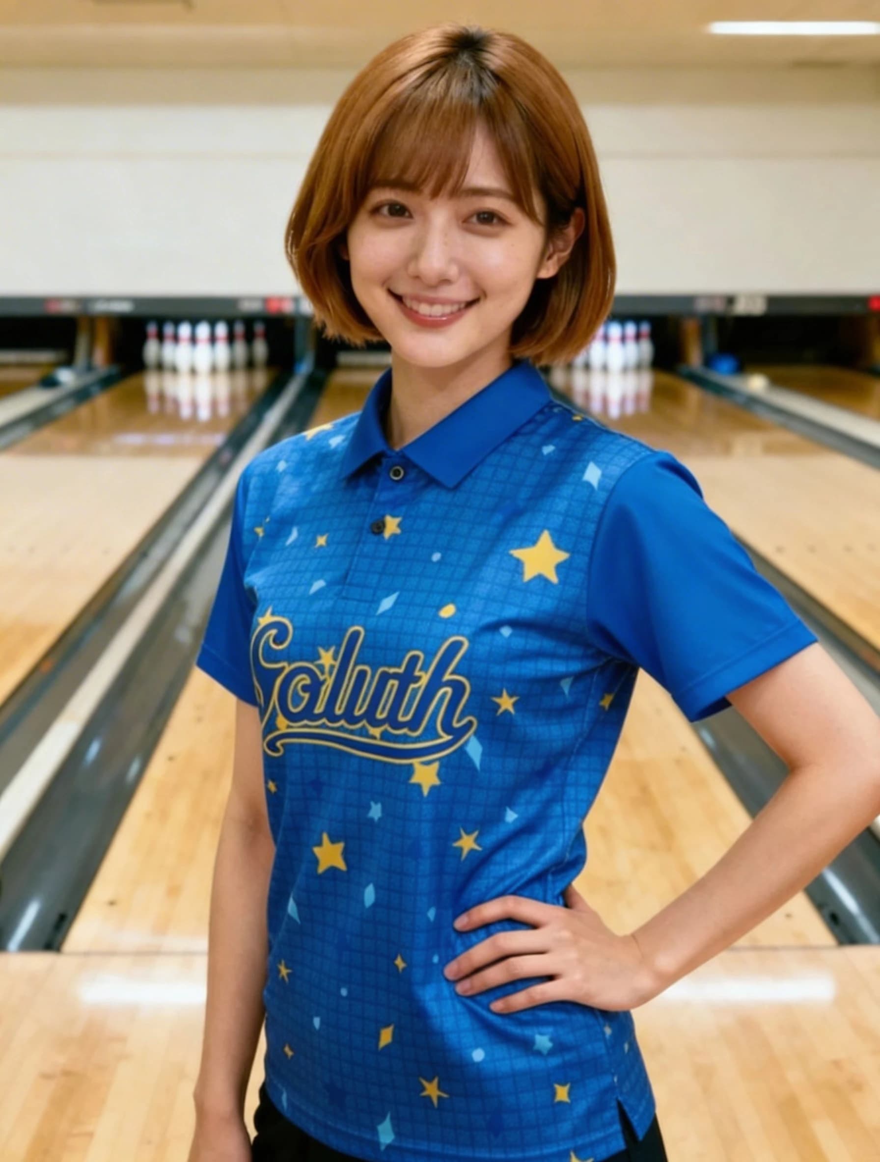ボーリングウェア プラクティスシャツ レディース 着用イメージ