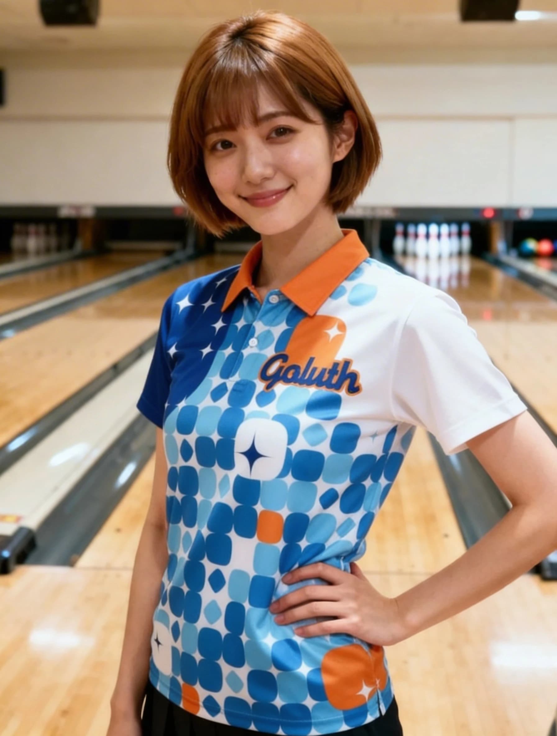 ボーリングウェア プラクティスシャツ レディース 着用イメージ