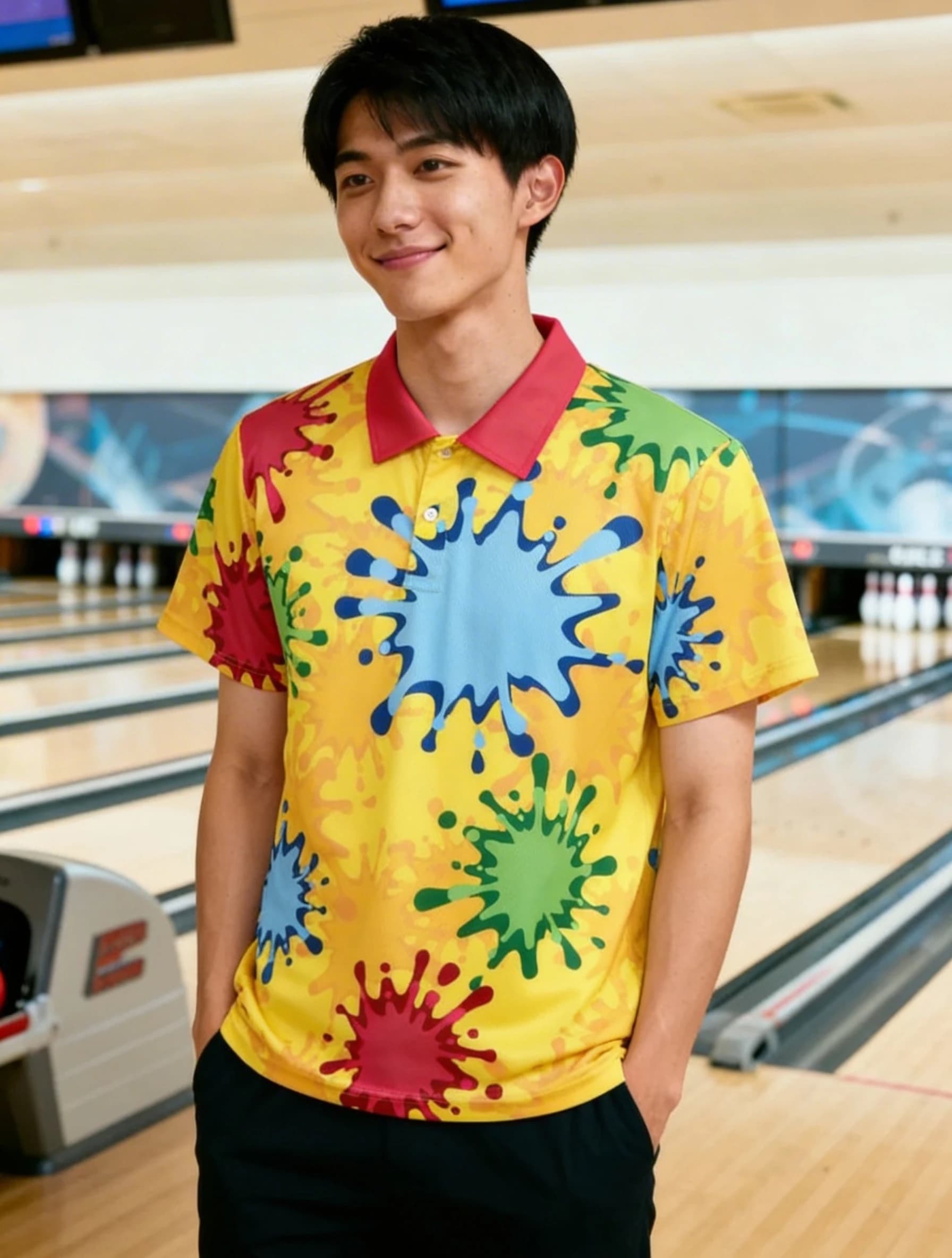 ボーリングウェア プラクティスシャツ メンズ 着用イメージ