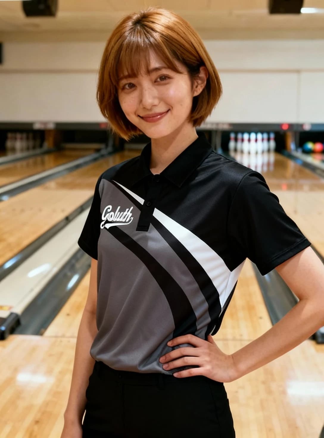ボーリングウェア プラクティスシャツ レディース 着用イメージ