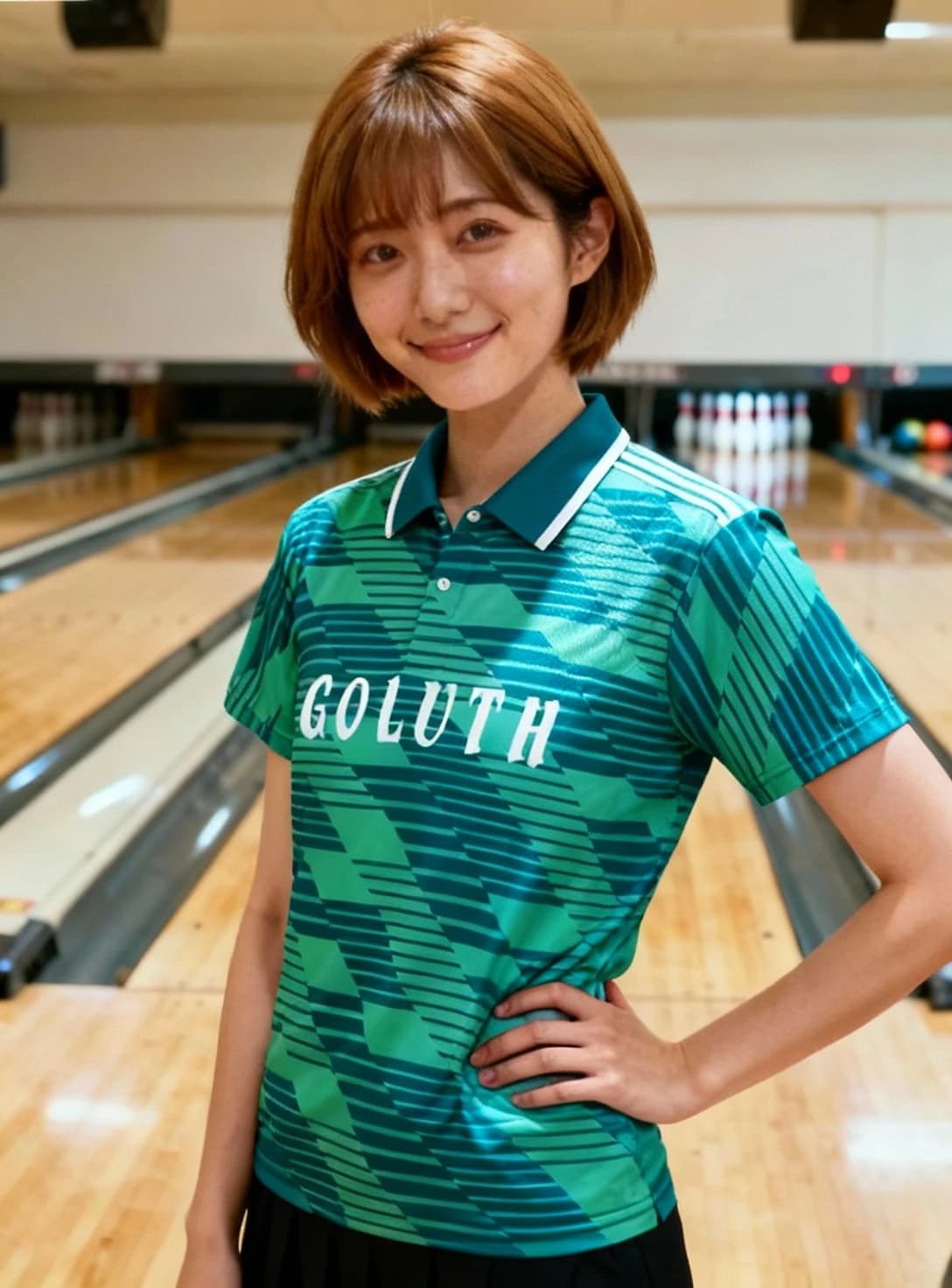 ボーリングウェア プラクティスシャツ レディース 着用イメージ