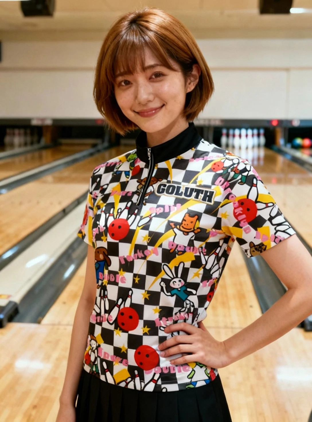 ボーリングウェア プラクティスシャツ レディース 着用イメージ
