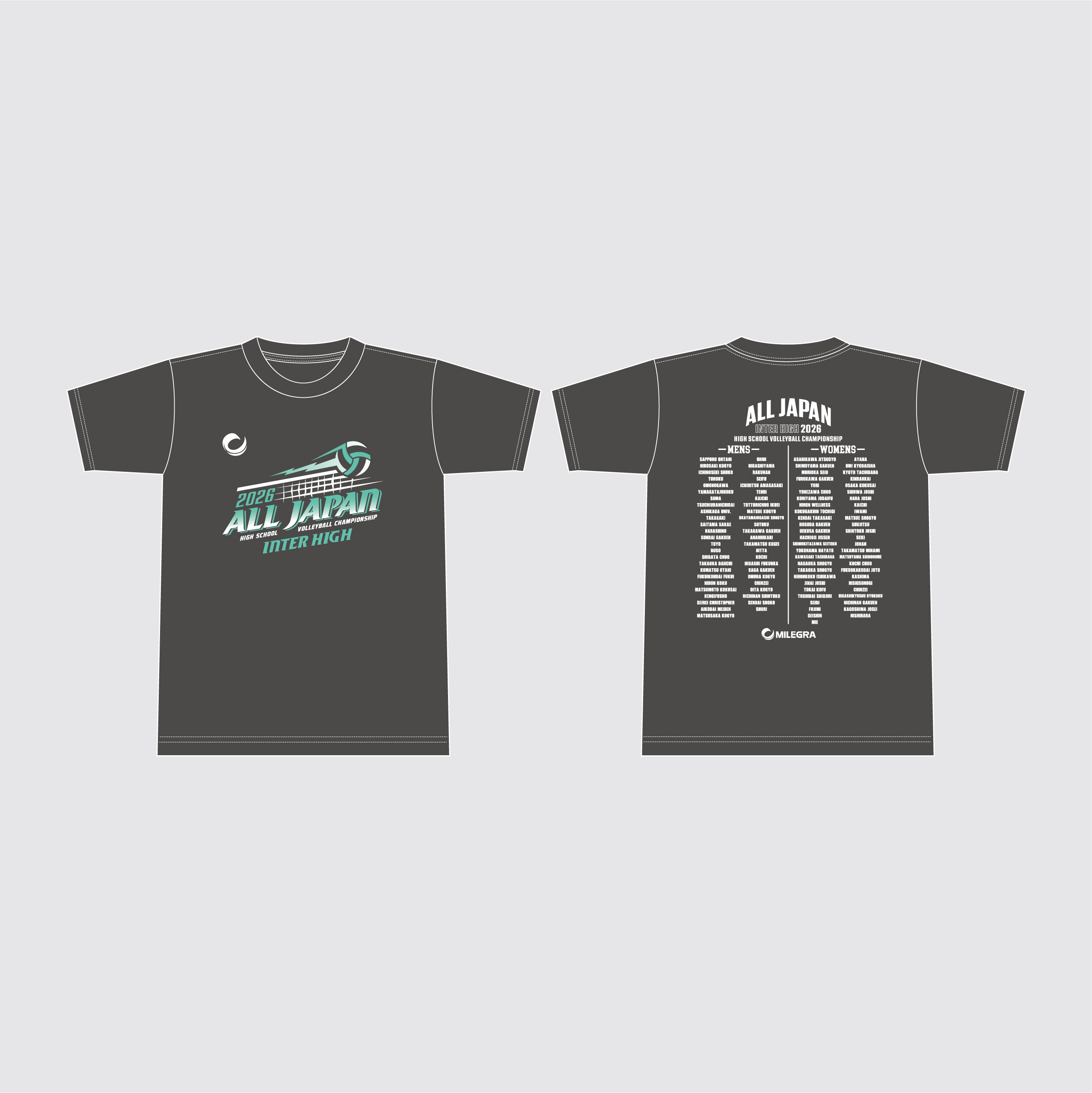 学校名入り記念Tシャツ（ガンメタル）